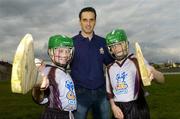 20 April 2006; Eoin Fox, left, and Tiernan Power, with Cavan footballer Paul Brady at the launch of the Ulster Vhi Cúl Camps. Inter county stars from all over Ulster were present to announce details of the popular Summer Camps which start on July 3rd. The Vhi Cúl Camps are a nationally co-ordinated programme that aims to encourage children to learn and develop sporting and life-skills by particpating in Gaelic Games, in a fun, non-competitive environment. Gaelic Grounds, Armagh. Picture credit: Damien Eagers / SPORTSFILE
