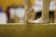 22 April 2006; A general view of a gymnasts feet on the beam. National Gymnastics Championships, National Basketball Arena, Tallght, Dublin. Picture credit: Brendan Moran / SPORTSFILE