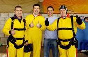 22 April 2006; Frank Fahey, T.D, Junior Minister for Justice Equality and Law, left, Joe Connolly, former Galway hurler, current Galway hurler, Alan Kerins and Noel Grealish, T.D, Galway west, right, give the thumbs before a tandem parachute jump in support of the Alan Kerins African Projects, Irish Parachute Club, Clonbullogue, Co. Offaly. Picture credit: Damien Eagers / SPORTSFILE