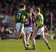23 April 2006; Eoin Brosnan, Kerry, celebrates with team-mate Colm Cooper after scoring a goal. Allianz National Football League, Division 1 Final, Kerry v Galway, Gaelic Grounds, Limerick. Picture credit: Damien Eagers / SPORTSFILE