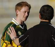 23 April 2006; Kerry manager Jack O'Connor, right congratulates Colm Cooper, after he was subsituted during the closing stages of the game. Allianz National Football League, Division 1 Final, Kerry v Galway, Gaelic Grounds, Limerick. Picture credit: David Maher / SPORTSFILE