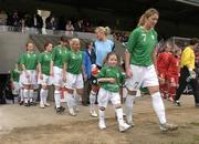 22 April 2006; Republic of Ireland captain Ciara Grant leads her side out before the game against Switzerland. World Cup Qualifier, Republic of Ireland v Switzerland, Richmond Park, Dublin. Picture credit: Ray Lohan / SPORTSFILE