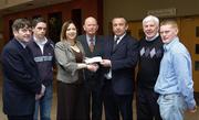22 April 2006; Pat Fitzgerald, Secretary, Clare County Board, Conor McKenna, Lorraine Morley, Secretary Canadian Board, Noel Walsh, Michael McDonagh, Chairman Clare County Board, Brian Farmer, Chairman Canadian Board and John Cooney at the presentation of a cheque for 12,5000 Canadian Dollars on behalf of the Ireland Fund of Canada, Toronto GAA and Clare man Eamonn O’Loghlin towards the Michael Cusack Project for the restoration of the Michael Cusack cottage on the 100th anniversary of his death at the 2006 GAA Annual Congress. Great Southern Hotel, Killarney, Co. Kerry. Picture credit: Ray McManus / SPORTSFILE