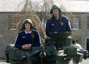 26 April 2006; Paul Keegan, left, and Glen Larson sit on a AML 20 at a photocall ahead of St Patrick's Athletic's eircom Premier Division game against Cork City this weekend. Cathal Brugha Army Barracks, Rathmines, Dublin. Picture credit: Damien Eagers / SPORTSFILE