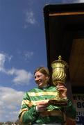 27 April 2006; Jockey Nina Carberry with the La Touche Cup after winning the Blue Square Chase aboard Good Step. Punchestown Racecourse, Co. Kildare. Picture credit: Brian Lawless / SPORTSFILE