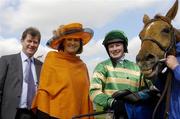 27 April 2006; Winning owners J.P. McManus and his wife Noreen with Jockey Nina Carberry after she won the Blue Square Chase aboard Good Step. Punchestown Racecourse, Co. Kildare. Picture credit: Brian Lawless / SPORTSFILE