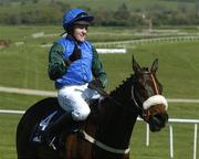 28 April 2006; Jockey Barry Geraghty celebrates after his mount, Macs Joy, won the ACCBank Champion Hurdle. Punchestown Racecourse, Co. Kildare. Picture credit: Pat Murphy / SPORTSFILE
