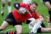 28 April 2006; Munster hooker Denis Fogarty scores a try. Celtic League, Border Reivers v Munster, Netherdale, Scotland. Picture credit: Gordon Fraser / SPORTSFILE