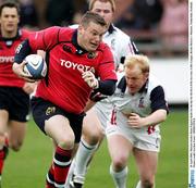 28 April 2006; Munster hooker Denis Fogarty heads for the line for the first of his two tries. Celtic League, Border Reivers v Munster, Netherdale, Scotland. Picture credit: Gordon Fraser / SPORTSFILE