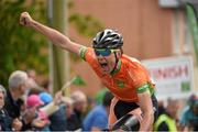 22 May 2014; Marcin Bialoblocki, Velosure Giordana, celebrates after winning Stage 5 of the 2014 An Post Rás. Cahirciveen - Clonakilty. Picture credit: Ramsey Cardy / SPORTSFILE