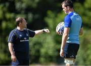 27 May 2014; Leinster's Devin Toner in conversation with senior skills & kicking coach Richie Murphy during squad training ahead of their Celtic League 2013/14 Grand Final against Glasgow Warriors on Saturday. Leinster Rugby Squad Training, Rosemount, UCD, Belfield, Dublin. Picture credit: Brendan Moran / SPORTSFILE