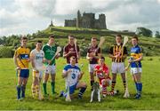 27 May 2014; U-21 hurling stars, from left to right, Tony Kelly, Clare, Stephen McAfee, Antrim, Dan Morrissey Limerick, Johnny Glynn, Galway, Jake Dillon, Waterford, Jack Guiney, Wexford, Alan Cadogan, Cork, Tom Aylward, Kilkenny, and Jason Forde, Tipperary, pictured at the launch of the 2014 Bord Gáis Energy GAA Hurling U-21 All-Ireland Championship at the Rock of Cashel. The Championship gets under way tonight, Wednesday, 28th May when Dublin face Laois in Parnell Park at 7.30pm. For all the latest Championship news, fixtures and results visit www.BGEu21.ie. Rock of Cashel, Cashel, Co. Tipperary. Picture credit: Diarmuid Greene / SPORTSFILE