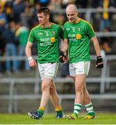 18 May 2014; Barry Prior, left, and Robert Lowe, Leitrim, leave the field after the game. Connacht GAA Football Senior Championship Quarter-Final, Roscommon v Leitrim, Dr. Hyde Park, Roscommon. Picture credit: Piaras Ó Mídheach / SPORTSFILE