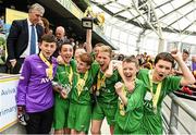 28 May 2014; The Lisaniskey NS, Co. Roscommon, team celebrate with the cup after winning Section A. Aviva Health FAI Primary School 5’s National Finals, Aviva Stadium, Lansdowne Road, Dublin. Picture credit: Pat Murphy / SPORTSFILE