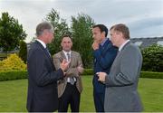 28 May 2014; In attendance at the Tattersalls International Horse Trials welcome reception are, from left to right, Edmond Mahony, Chairman Tattersalls Ireland, Roger Casey, Managing Director Tattersalls Ireland, Minister for Transport, Tourism & Sport Leo Varadkar, TD, and Professor Patrick Wall, Chairman Horse Sport Ireland. Tattersall House, Ratoath, Co. Meath. Picture credit: Ramsey Cardy / SPORTSFILE