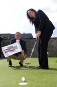 24 April 2006; Details of the GOLFnet Charity Challenge 2006, sponsored by Bulmers, were announced today. At the announcement are Albert Lee, Honorary Secretary of the Golfing Union of Ireland, and Orlaith Fortune, Senior Brand Manager, Bulmers. The Bulmers GOLFnet Charity Challenge is an official Golfing Union Ireland event, and as such all golf clubs affiliated to the GUI are eligible to participate, opening the competition up to over 200,000 members of 415 affiliated clubs. GUI Headquarters, Carton House, Maynooth, Co. Kildare. Picture credit: Brian Lawless / SPORTSFILE