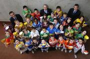 25 April 2006; At the announcment by Kellogg's of a joint initiative with the Gaelic Athletic Association to offer an exclusive range of specially commissioned breakfast bowls designed in the 32 county colours are, GAA President Nickey Brennan with Stephen Twaddell, left, Managing director Kellogg's, Noel Hegarty, Marketing director Kellogg's and young GAA players representing the 32 counties, Patrick Cullen, Antrim, Ashley Taaffe, Armagh, Laura Heffernan, Carlow, Laura Fitzpatrick, Cavan, Louise O'Meara, Clare, Dean Fitzpatrick, Cork, Conor Gibney, Derry, Levi McKinney, Donegal, Nicole Boadman, Down, Cian Lenihan, Dublin, Gabhan O Meachair, Fermanagh, Roisin Foley, Galway, Natalia Harrison, Kerry, Sam Verdon, Kildare, Daire Kinsella, Kilkenny, Kevwe Marks, Laois, Emma Fenton, Leitrim, Micheal O Caoimh, Limerick, Cian Malone, Longford, Erin O'Reilly, Louth, Sabrina McCormack, Mayo, Noelle O'Donnell, Meath, Cian O'Carroll, Monaghan, Catriona Kenny, Offaly, Sarah Barrett, Roscommon, Ronan McDyer, Sligo, Stiofan MacAntsaoair, Tipperary, Rebecca Kinsella, Tyrone, Shauna James, Waterford, Joseph Ryan, Westmeath, Gary Foley, Wexford, Joseph Beauchamp, Wicklow. Croke Park, Dublin. Picture credit: David Maher / SPORTSFILE