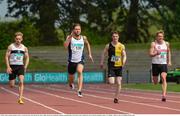 29 May 2016; Stephen Dunlop of UK, second from left, leads during the Men's 100m during the GloHealth National Championships AAI Games and Combined Events in Morton Stadium, Santry, Co. Dublin.  Photo by Piaras Ó Mídheach/Sportsfile