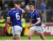 29 May 2016; Dara McVeety of Cavan, right, accepts the congratulations of Conor Moynah after scoring the last point of the game in the Ulster GAA Football Senior Championship quarter-final between Cavan and Armagh at Kingspan Breffni Park, Cavan. Photo by Oliver McVeigh/Sportsfile