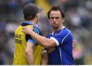 29 May 2016; Sean Johnston of Cavan is congratulated by selector Kevin Downes after being substituted in the Ulster GAA Football Senior Championship quarter-final between Cavan and Armagh at Kingspan Breffni Park, Cavan. Photo by Oliver McVeigh/Sportsfile
