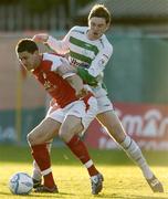 2 May 2006; Alan Reilly, St. Patrick's Athletic, in action against, Gar Cooney, Shamrock Rovers. eircom League, Premier Division, St. Patrick's Athletic v Shamrock Rovers, Richmond Park, Dublin. Picture credit: David Maher / SPORTSFILE