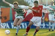 2 May 2006; Ger O'Brien, Shamrock Rovers, in action against, Lee Roche, St. Patrick Athletic. eircom League, Premier Division, St. Patrick's Athletic v Shamrock Rovers, Richmond Park, Dublin. Picture credit: David Maher / SPORTSFILE