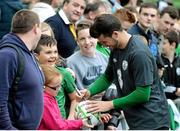 29 May 2014; Republic of Ireland's Shane Long signs an autograph for a fan after squad training ahead of their international friendly against Italy on Saturday. Republic of Ireland Squad Training, Aviva Stadium, Lansdowne Road, Dublin. Picture credit: Ramsey Cardy / SPORTSFILE