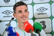29 May 2014; Republic of Ireland's Ciaran Clark during a press conference ahead of their international friendly against Italy on Saturday. Republic of Ireland Press Conference, Aviva Stadium, Lansdowne Road, Dublin. Picture credit: Ramsey Cardy / SPORTSFILE
