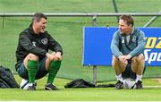 30 May 2014; Republic of Ireland  assistant manager Roy Keane, left, with coach Steve Guppy during squad training ahead of their international friendly against Italy on Saturday. Republic of Ireland Squad Training, Gannon Park, Malahide, Co. Dublin. Picture credit: David Maher / SPORTSFILE