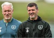 30 May 2014; Republic of Ireland assistant manager Roy Keane, right, with goalkeeping coach Seamus McDonagh at the end of squad training ahead of their international friendly against Italy on Saturday. Republic of Ireland Squad Training, Gannon Park, Malahide, Co. Dublin. Picture credit: David Maher / SPORTSFILE