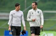 30 May 2014; Republic of Ireland's Stephen Ward and John O'Shea during squad training ahead of their international friendly against Italy on Saturday. Republic of Ireland Squad Training, Gannon Park, Malahide, Co. Dublin. Picture credit: David Maher / SPORTSFILE