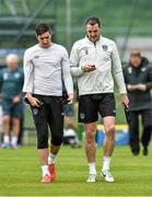 30 May 2014; Republic of Ireland's John O'Shea, right, and Stephen Ward during squad training ahead of their international friendly against Italy on Saturday. Republic of Ireland Squad Training, Gannon Park, Malahide, Co. Dublin. Picture credit: David Maher / SPORTSFILE