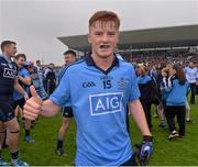 3 May 2014; Dublin's Conor McHugh celebrates after the game. Cadbury GAA Football All-Ireland U21 Championship Final, Dublin v Roscommon, O'Connor Park, Tullamore, Co. Offaly. Picture credit: Ray McManus / SPORTSFILE