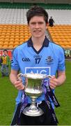 3 May 2014; Dublin's Conor Mullally celebrates with the cup after the game. Cadbury GAA Football All-Ireland U21 Championship Final, Dublin v Roscommon, O'Connor Park, Tullamore, Co. Offaly. Picture credit: Ray McManus / SPORTSFILE