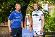 30 May 2014; Leinster captain Leo Cullen, left, and Glasgow Warriors captain Alastair Kellock during a photocall ahead of their Celtic League Grand Final match on Saturday. Leinster Rugby Captain's Photocall, Bewley's Hotel, Ballsbridge, Dublin. Picture credit: Brendan Moran / SPORTSFILE