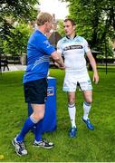 30 May 2014; Leinster captain Leo Cullen, left, and Glasgow Warriors captain Alastair Kellock during a photocall ahead of their Celtic League Grand Final match on Saturday. Leinster Rugby Captain's Photocall, Bewley's Hotel, Ballsbridge, Dublin. Picture credit: Brendan Moran / SPORTSFILE