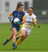 3 May 2014; Joanne Cregg, Roscommon, in action against Claire Timoney, Antrim. TESCO Ladies National Football League Division 4 Final, Antrim v Roscommon, O'Connor Park, Tullamore, Co. Offaly. Picture credit: Ray McManus / SPORTSFILE