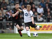 30 May 2014; Dundalk's Daryl Horgan shoots to score his side's first goal despite the attempts of Bohemians' Craig Walsh. Airtricity League Premier Division, Bohemians v Dundalk, Dalymount Park, Dublin. Picture credit: Matt Browne / SPORTSFILE