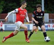 30 May 2014; Keith Fahey, St Patrick's Athletic, in action against Barry McNamee, Derry City. Airtricity League Premier Division, St Patrick's Athletic v Derry City, Richmond Park, Dublin. Picture credit: Piaras Ó Mídheach / SPORTSFILE