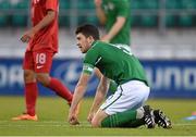 30 May 2014; Republic of Ireland's Sean Long at the final whistle after defeat against Turkey. UEFA European U19 Championship 2013/14, Qualifying Round Elite Phase, Republic of Ireland v Turkey, Tallaght Stadium, Tallaght, Co. Dublin. Picture credit: Pat Murphy / SPORTSFILE