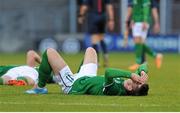 30 May 2014; Alex O'Hanlon, Republic of Ireland, at the final whistle after defeat against Turkey. UEFA European U19 Championship 2013/14, Qualifying Round Elite Phase, Republic of Ireland v Turkey, Tallaght Stadium, Tallaght, Co. Dublin. Picture credit: Ashleigh Fox / SPORTSFILE