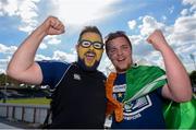 31 May 2014; Leinster supporters Alan, left, and Ben McKiernan, from Stamullen, Co. Meath, at the game. Celtic League 2013/14 Grand Final, Leinster v Glasgow Warriors, RDS, Ballsbridge, Dublin. Picture credit: Stephen McCarthy / SPORTSFILE