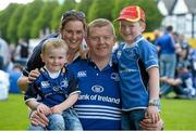 31 May 2014; Leinster supporters Caroline O'Toole, sister of Leinster player Sean O'Brien, with her family 3 year old Will, 5 year old Patrick, and her husband Willie, from Kilbride, Co. Carlow, at the game. Celtic League 2013/14 Grand Final, Leinster v Glasgow Warriors, RDS, Ballsbridge, Dublin. Picture credit: Matt Browne / SPORTSFILE