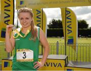 31 May 2014; Molly Scott, Scoil Chonglais, Baltinglass, Co. Wicklow, who won the Inter Girls 80m Hurdles event. The Aviva All-Ireland Schools Track and Field Championships. Tullamore Harriers, Tullamore, Co. Offaly. Picture credit: Tomás Greally / SPORTSFILE