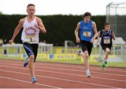 31 May 2014; Sean Lawlor, 3,  Kylemore College, Dublin, on his way to winning the Inter Boys 200m event. The Aviva All-Ireland Schools Track and Field Championships. Tullamore Harriers, Tullamore, Co. Offaly. Picture credit: Tomás Greally / SPORTSFILE