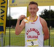 31 May 2014; Sean Lawlor, Kylemore College, Dublin, who won the Inter Boys 100m and 200m events. The Aviva All-Ireland Schools Track and Field Championships. Tullamore Harriers, Tullamore, Co. Offaly. Picture credit: Tomás Greally / SPORTSFILE