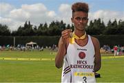 31 May 2014; Mustafa Nasir, HFCS Rathcoole, Co. Dublin, who won the Inter Boys 800m event. The Aviva All-Ireland Schools Track and Field Championships. Tullamore Harriers, Tullamore, Co. Offaly. Picture credit: Tomás Greally / SPORTSFILE