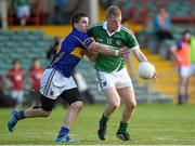 31 May 2014; Eoin Hanrahan, Limerick, in action against Robbie Kiely, Tipperary. Munster GAA Football Senior Championship, Quarter-Final, Limerick v Tipperary, Gaelic Grounds, Limerick. Picture credit: Diarmuid Greene / SPORTSFILE