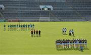 31 May 2014; The Tipperary and Limerick teams line up together during the playing of the National Anthem. Munster GAA Football Senior Championship, Quarter-Final, Limerick v Tipperary, Gaelic Grounds, Limerick. Picture credit: Diarmuid Greene / SPORTSFILE
