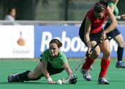 2 May 2006; Bridget McKeever, Ireland, in action against Azerbaijan. The match ended Ireland 0-0 Azerbiajan. Samsung Women's Hockey World Cup Qualifier, Ireland v Azerbaijan, Rome, Italy. Picture credit: SPORTSFILE